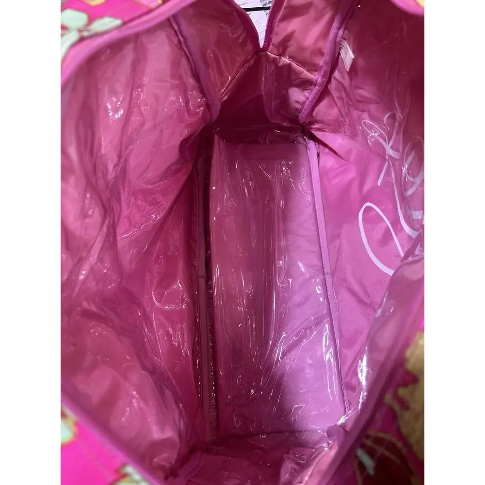 Vintage Y2K Roxy Rolling Duffle Bag And Overnight Bag Pink Floral Pattern